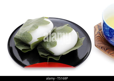 Confiserie japonaise, Kashiwa Mochi pour image sucrés traditionnels Banque D'Images