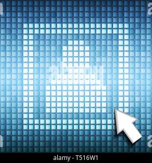 L'icône de l'homme cadre carré à fond bleu pixel sur ordinateur Illustration de Vecteur