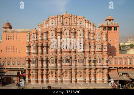 L'Inde, Rajasthan, Jaipur, Hawa Mahal (palais des vents) Banque D'Images