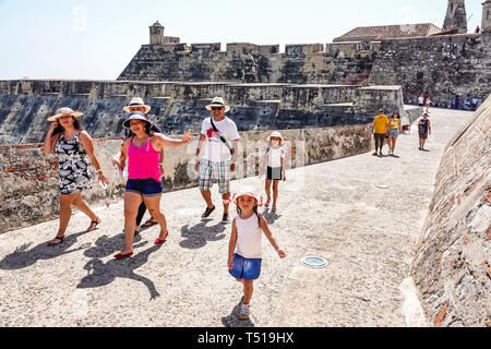 Cartagena Colombie, Castillo de San Felipe de Barajas, colline de San Lazaro, château historique de forteresse coloniale, site du patrimoine mondial, hispanique latin Latino ethni Banque D'Images