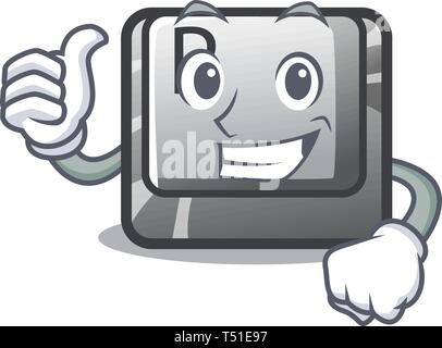 Thumbs up P bouton en forme mascot Illustration de Vecteur