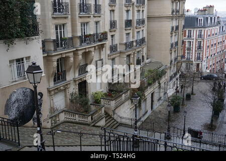 Escalier dans Montmartre, Paris Banque D'Images