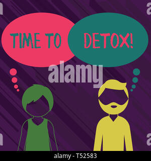 Main conceptuel écrit, indiquant le temps de désintoxication. Notion de sens que vous purifiez votre corps des toxines ou cesser de consommer de l'Homme barbu et Femme avec t Banque D'Images