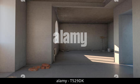 Accueil - rénovation salle vide avant la rénovation Banque D'Images