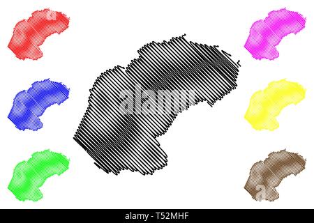 La province de l'État libre (Provinces de l'Afrique du Sud, République d'Afrique du Sud, les divisions administratives, RSA) map vector illustration, scribble sketch Oran Illustration de Vecteur