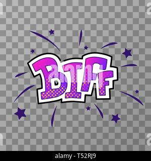 Bright colorful biff effet sonore bande dessinée sur fond transparent Illustration de Vecteur