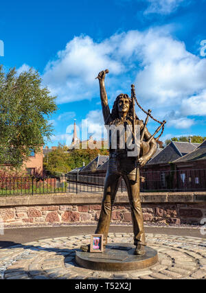 Bon Scott Statue, ventres Brae Kirriemuir, DD8 4BJ, Ecosse, Banque D'Images