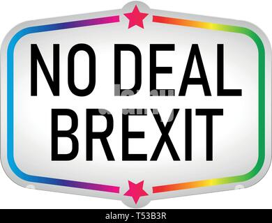 Aucun accord n'brexit icône autocollant Résumé communication vecteur en style étiquette Illustration de Vecteur