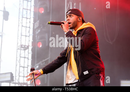 Le Danemark, Roskilde - Juillet 5, 2018. Le rappeur américain 6manque effectue un concert live au cours de la Danish music festival Festival de Roskilde en 2018. (Photo crédit : Gonzales Photo - Bo Kallberg). Banque D'Images