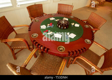 Florida Keys Key West Little White House, Président Harry Truman Museum, intérieur de table de poker, Banque D'Images