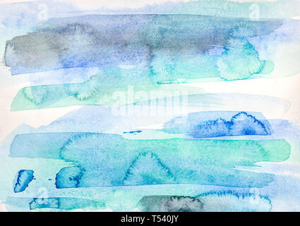 Peinture Aquarelle lumineuse avec blots. hand drawn photo sur papier Banque D'Images