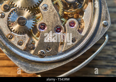 Images macro d'un mouvement de montre vintage Banque D'Images