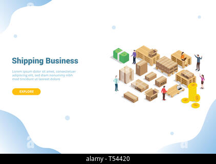 Voyage d'affaires pour l'expédition concept modèle de site web design de bannières de la page d'accueil - vector illustration Banque D'Images