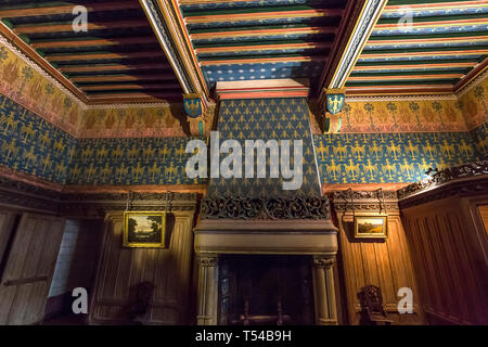 PIERREFONDS, FRANCE, Août 13, 2016 : l'intérieur et de détails de château de Pierrefonds, le 15 août 2016 à Pierrefonds, Oise, France Banque D'Images