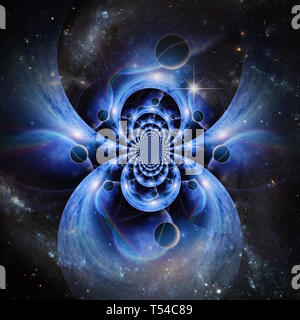 Fractal à des planètes dans l'espace sans fin Banque D'Images