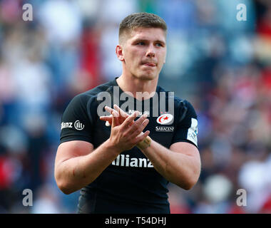 Coventry, Royaume-Uni. Apr 20, 2019. Owen Farrell des Saracens durant 2019 Heineken Champions Cup demi-finale entre sarrasins et de Munster Rugby au Ricoh Arena, Coventry le 20/04/2019. Action Crédit : Foto Sport/Alamy Live News Banque D'Images