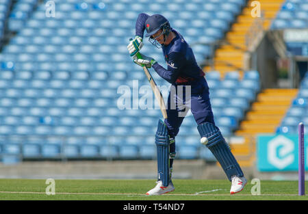 Leeds, Royaume-Uni, 21 avril 2019. La foudre Lancashire Keaton Jennings batting au cours de la Royal London un jour Yorkshire Cup match vs Viking Lancashire Lightning à la Leeds, Royaume-Uni. Credit : Touchlinepics/Alamy Live News Banque D'Images