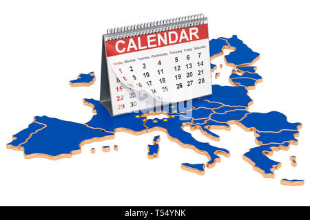 24 calendrier sur le plan de l'Union européenne. Le rendu 3D isolé sur fond noir Banque D'Images