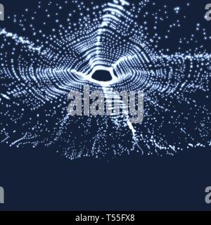 Vortex de l'espace. Trou noir fabriqué à partir de la projection de particules. Résumé fond. Illustration 3D de vecteur. Illustration de Vecteur