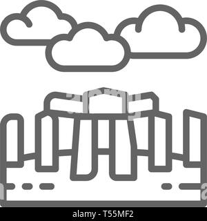 Les pierres de Stonehenge, Royaume-Uni, l'icône de la ligne de repère. Illustration de Vecteur