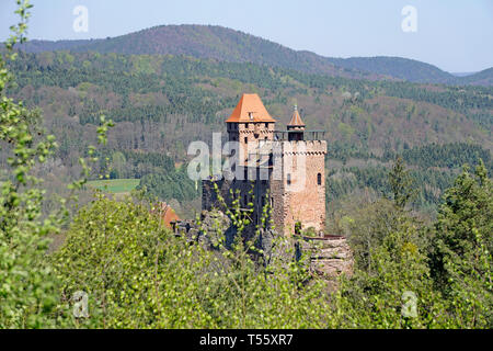 Burg Berwartstein, mittelalterliche Burg bewohnte Felsenburg unique und in der Pfalz, Erlenbach bei Dahn, Wasgau, Rheinland-Pfalz, Deutschland | Berw Banque D'Images