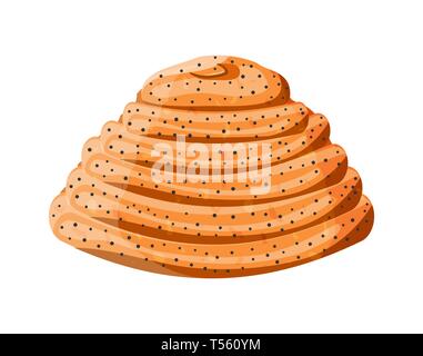 Sweet bun icône. Douce douce à la cannelle. Les aliments cuits au four. Boulangerie, pâtisserie. Vector illustration style de télévision Illustration de Vecteur