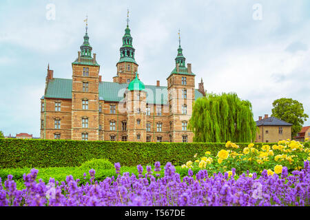 Parterre de lavande dans les jardins du château de Rosenborg Banque D'Images