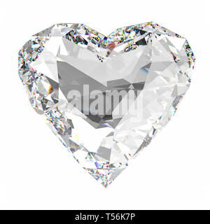 Coeur de rendu 3D en forme de diamant isolated on white Banque D'Images