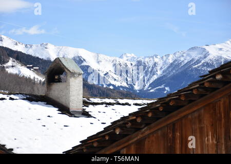 Osttirol, In Virgental, Obermauern, Virgen, Kirche, Dorf, Tradition, Wallfahrtskirche, Maria Schnee, Gotik, gotisch, spätgotisch, Spätgotik, Turm, Kircht Banque D'Images