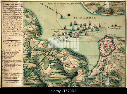 Montre siège de Québec de 1670. Orientés vers le nord à gauche. Banque D'Images