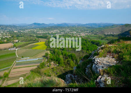 Vue depuis le panorama au-dessus des Jastres Aubenas en ardeche en france Banque D'Images