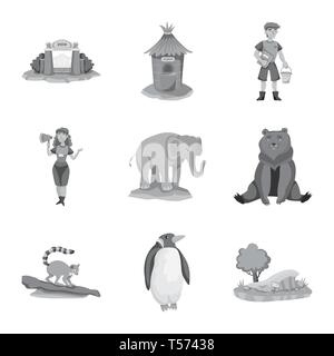 Fenêtre,porte,gardien,ours,l'éléphant,lemur,penguin,arbres,contre,homme,femme,mignon,brun,monkey,blanc,sable,chemin fort,jungle,ustensile,grosses,sloth,Noël,paysage,palm,vêtements,attente,parc,zoo,Safari,animal,nature,fun,la faune,flore,animation,set,icône,,illustration,collection,isolé,design,graphisme,élément signe,gris,noir,vecteurs vecteur , Illustration de Vecteur