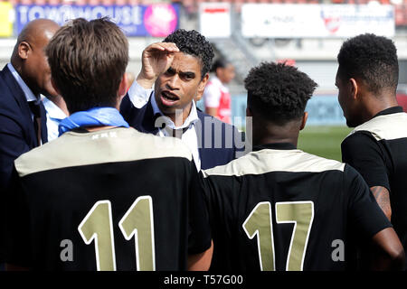 Football- MAASTRICHT, 22-04-2019, le stade de Geusselt, MVV Maastricht - Jong Ajax , Dutch Keuken Kampioen divisie , saison 2018/2019, résultat final : 1-0, Jong Ajax Michael Reiziger formateur. Banque D'Images