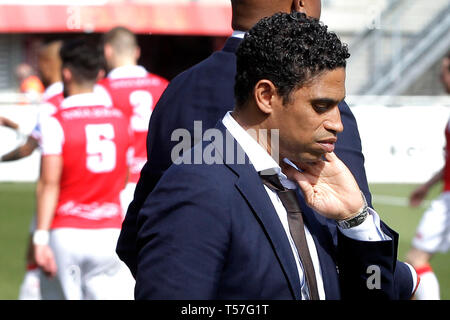 Football- MAASTRICHT, 22-04-2019, le stade de Geusselt, MVV Maastricht - Jong Ajax , Dutch Keuken Kampioen divisie , saison 2018/2019, résultat final : 1-0, Jong Ajax Michael Reiziger formateur. Banque D'Images