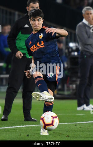 Séville, 21-04-2019. Primera Division Ligue espagnole. LaLiga. L'Estadio Benito Villamarin. Carlos Soler (Valence CF) durant le jeu Real Betis - Valencia CF. Banque D'Images