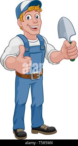 Caricature jardinier Bêche Handyman Farmer Illustration de Vecteur