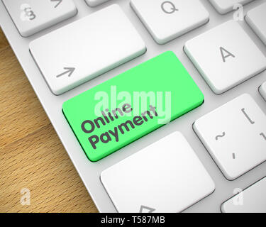 Paiement en ligne - Message sur la touche Clavier vert. 3D. Banque D'Images