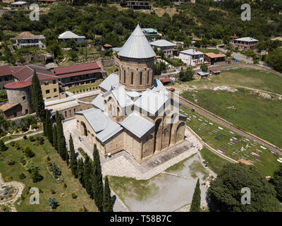 Vue aérienne de l'église de la Transfiguration. Monastère de Samtavro a vivant pilier et la particule des reliques des deux saints de la République 13 Fa Banque D'Images