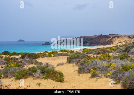 Paysage de la plage Playa de las Conchas dans l'île de La Graciosa en Lanzarote Banque D'Images