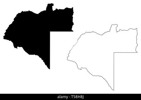 La province de Moxico (Provinces de l'Angola, de la République de l'Angola) map vector illustration, scribble sketch carte Moshiko Illustration de Vecteur