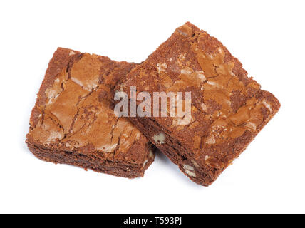 Groupe de délicieux brownies au chocolat tartes isolé sur fond blanc Banque D'Images