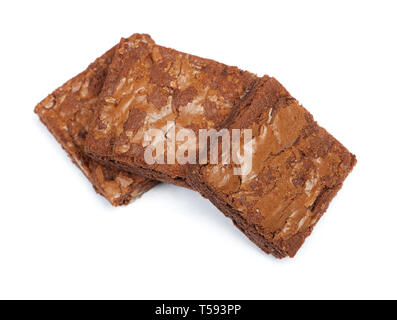 Groupe de délicieux brownies au chocolat tartes isolé sur fond blanc Banque D'Images