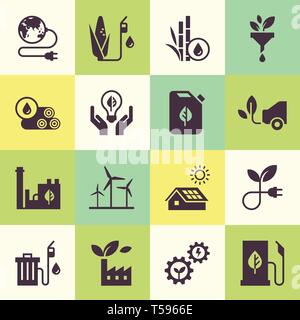 Ensemble d'icônes de vecteur eco style plat. Illustration de Vecteur