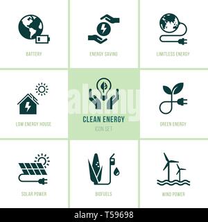 Ensemble d'icônes de vecteur eco style plat. Illustration de Vecteur