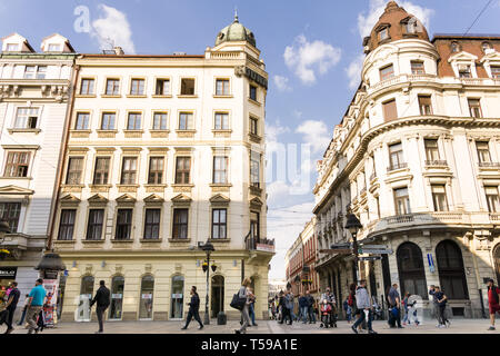 Knez Mihailova street est la principale rue piétonne de Belgrade, Serbie. Banque D'Images