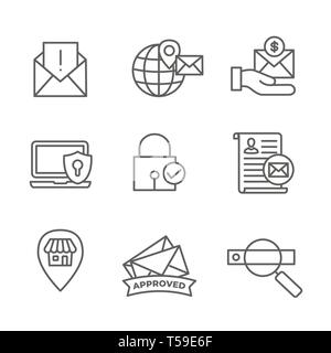 Email Marketing Règles & Icon Set Illustration de Vecteur