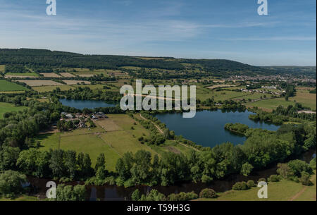 Vue aérienne de Otley, Yorkshire (prises depuis un hélicoptère) Banque D'Images