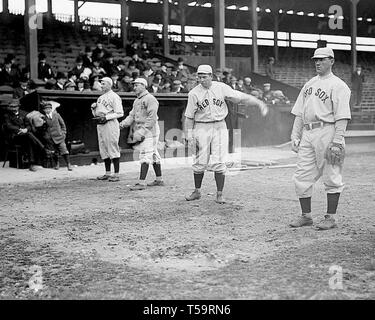 Duffy Lewis, Larry Gardner, Tris Le président et Charles Heinie Wagner, Red Sox de Boston, 1912. Banque D'Images