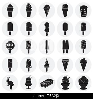 La crème glacée icons set sur des cercles arrière-plan pour la conception graphique et web. Vecteur simple signe. Concept Internet symbole de bouton site web ou application mobile. Illustration de Vecteur