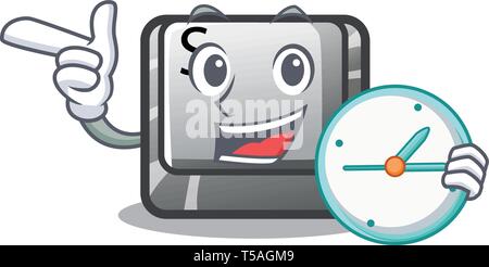 Avec bouton de l'horloge s installé sur personnage Illustration de Vecteur